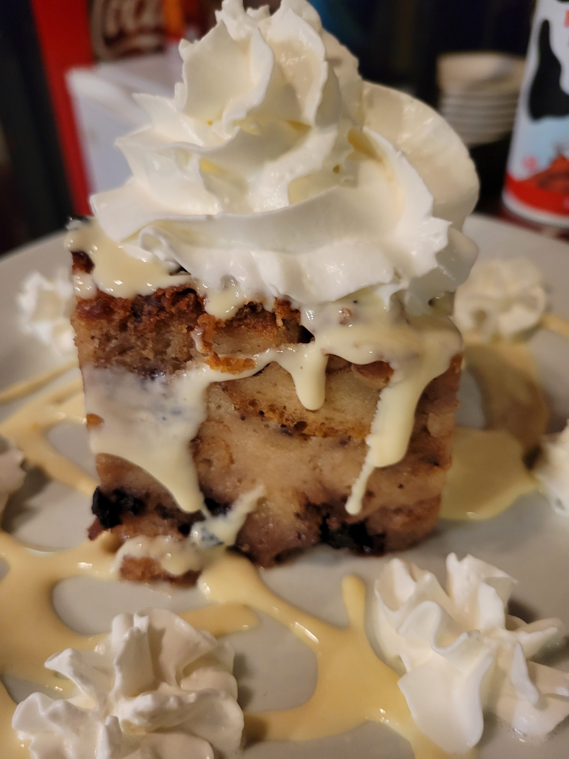 Warm Blueberry Caramel Bread Pudding